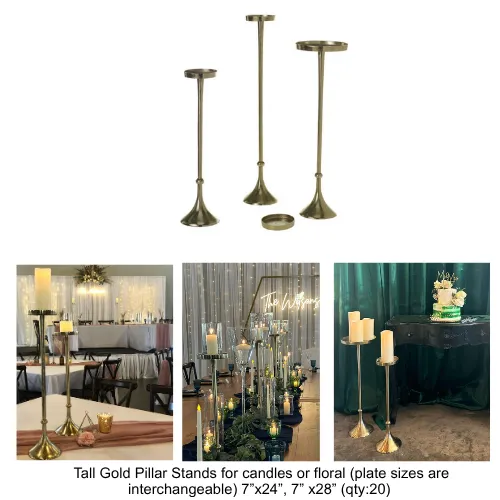 Tall Gold Pillar Stands