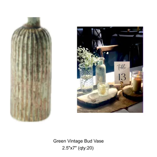 Green Vintage Bud Vase