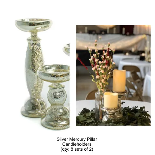Silver Mercury Pillar Candleholders (set of 2)