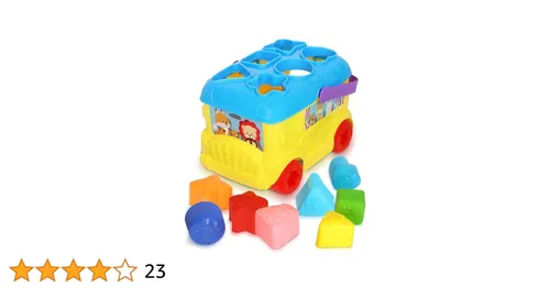 Bus Shape Sorter Toy - Kids Block Sorter with 16 Colorful Shapes