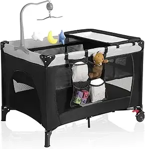 Pack and Play Crib with Changing Table, Portable Pack and Play, with Carry Bag for Toddlers 1-3