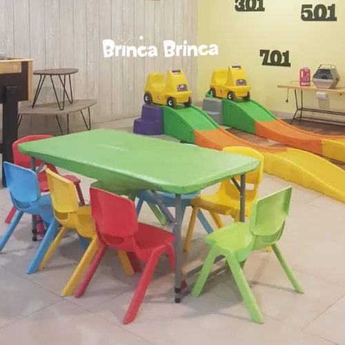 Mesa 60x120cm + 8 sillas color