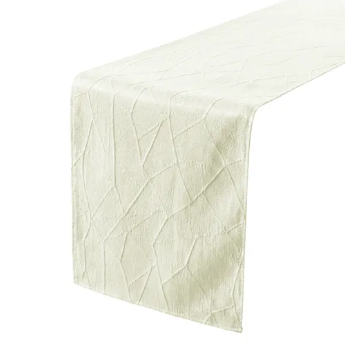 Embossed Geometric Jacquard Table Runner - Ivory
