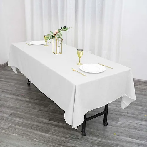 White Rectangle Polyester Table Cloth