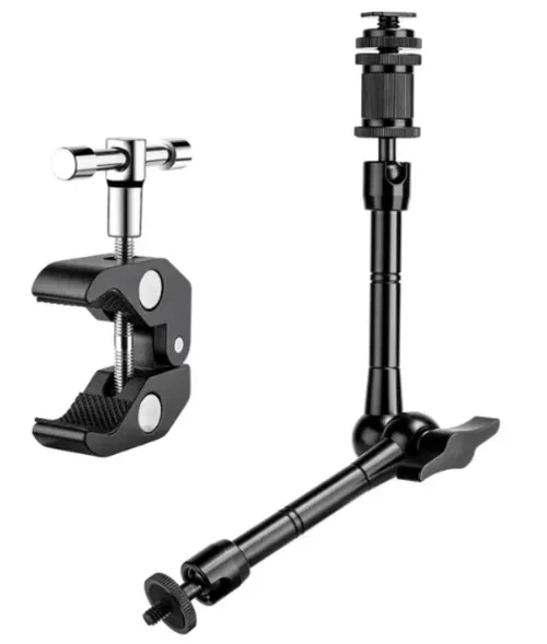 Articulating Magic Arm 11'' Inch + Super Clamp for DSLR Camera Rig Led Light LCD Field Monitor 