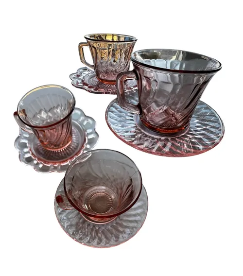 Pink Glass Tea Set