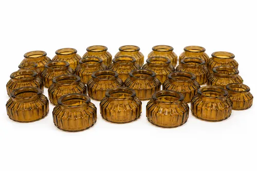 Amber Ribbed Glass Candle Holder (set of 30)