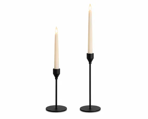 Black Taper Candle Collection (45 Candle Holders + 45 LED candles)