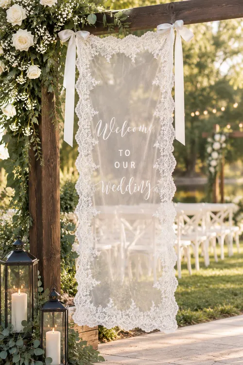 Lace Wedding Welcome Sign