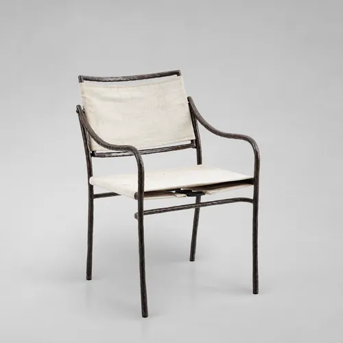 Fauteuil en fer forgé et tissu, inconnu