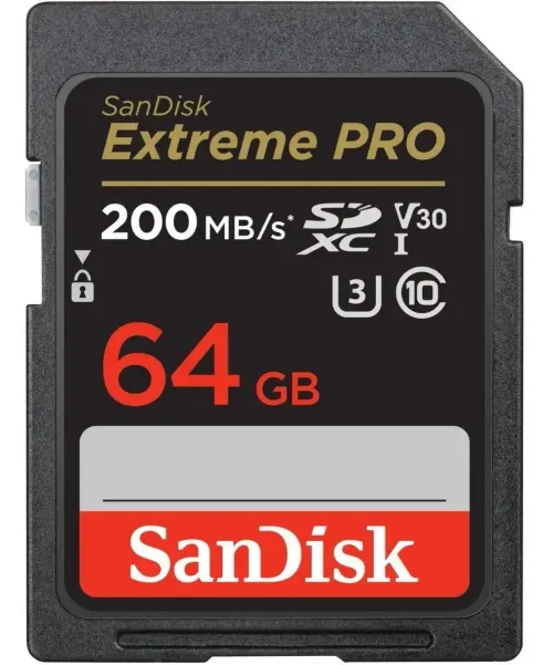 TARJETA DE MEMORIA 64GB SanDisk Extreme PRO 64GB SDXC UHS-I U3 V30 4K 200MB/s SDSDXXU-064G-GN4IN