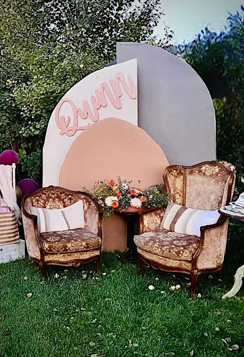 His and Hers Formal Vintage Pink Velvet Chairs 