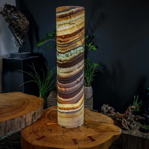 Aqua Onyx Crystal Cylinder Floor Lamp (1/2)