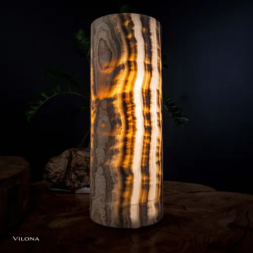 Sahara Onyx Cylinder Table Lamp (1 Out Of 3)