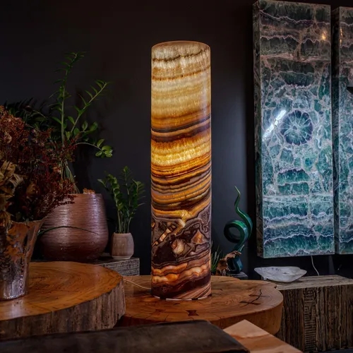 Aqua Onyx Crystal Cylinder Floor Lamp (2/2)