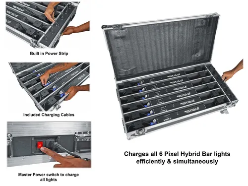 Rockville Pixel Hybrid Pack 6 Battery Powered Bar Wash/Strobe/Blinder Light Strips