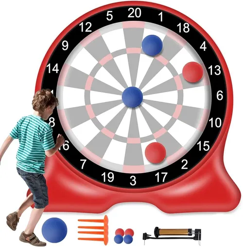 Inflatable Giant Kick Darts (15+ Ways to Play) - Jumbo Soccer Dartboard w/Air Pump