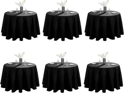108 Inch Black Polyester Tablecloth