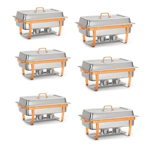 8 Qt Rectangular Chafing Dishes with Rose Gold Accent