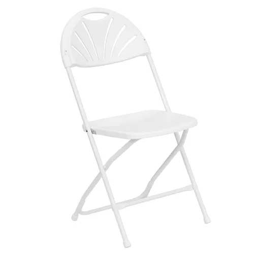White Fan-Back Folding Chair