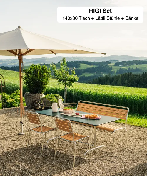 RIGI 140x80 + Lättli Stühle + Bänke