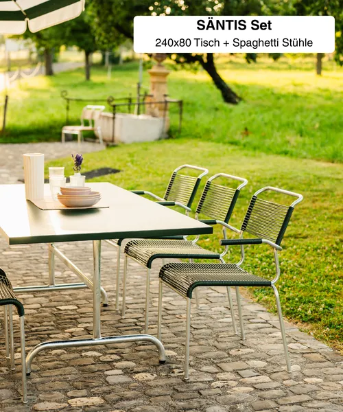 SÄNTIS 240x80 + Spaghetti Stühle