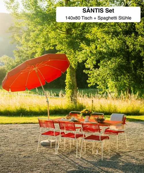 SÄNTIS 140x80 Tisch + Spaghetti Stühle