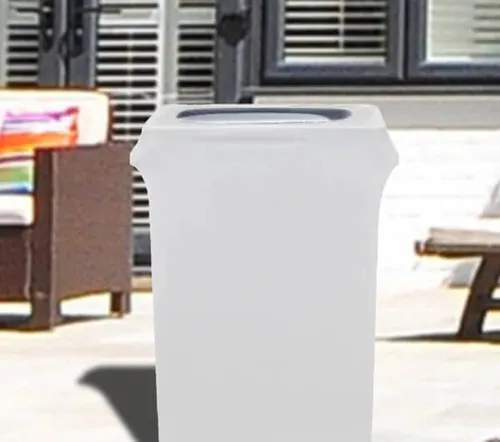 Slim Jim Trash Bin with White Cover 
