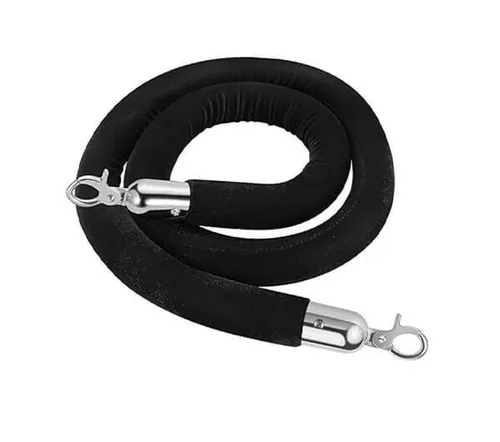 Black Stanchion Rope with Silver Hooks