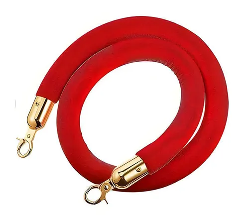 Red Stanchion Rope with Gold Hooks