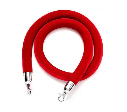 Red Stanchion Rope with Silver Hooks