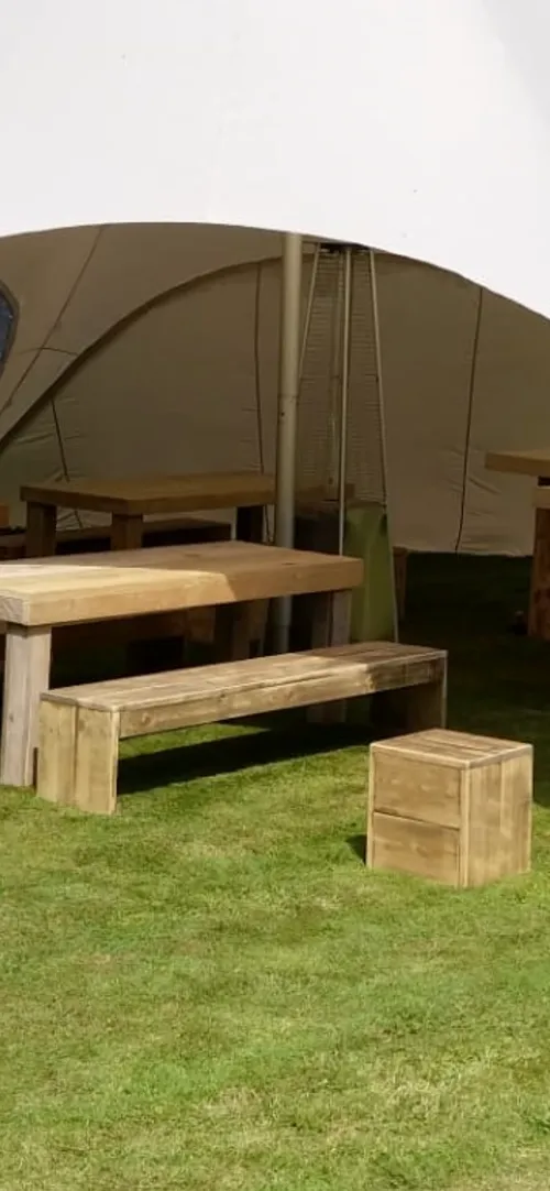 Steigerhouten zitbank 200x38x40 - 2de hands