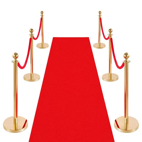 ELITE VIP ENTRANCE SET: 6 GOLD STANCHIONS & RED CARPET
