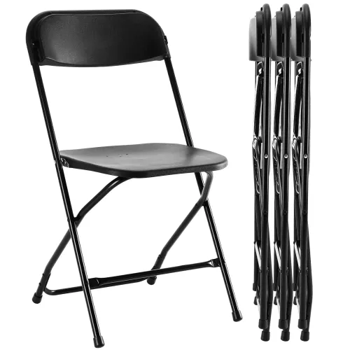 BLACK STEEL & PLASTIC FOLDING CHAIR