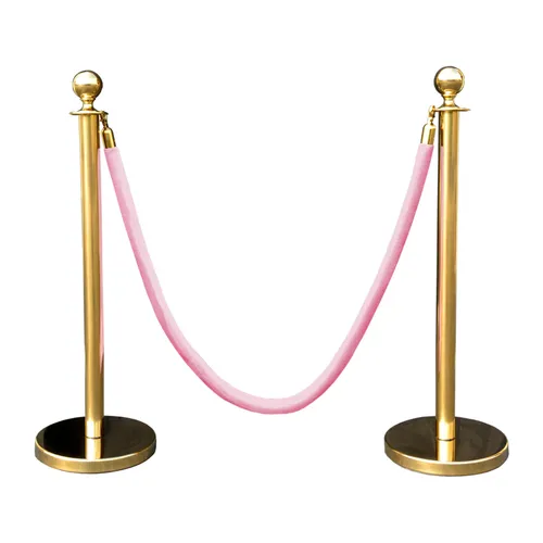 Set of Gold Stanchions Pink Rope