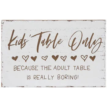 Set of 2 White Kids Table Only Sign