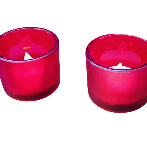 Set of 8 Frosted Red Votives