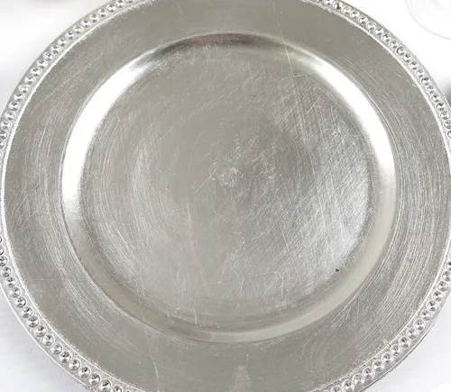 Set of 5 Black Chargers with Diamond Rim