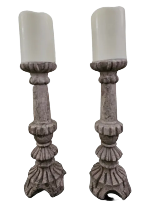 Set of Heavy Duty Muted Gold Candle Columns