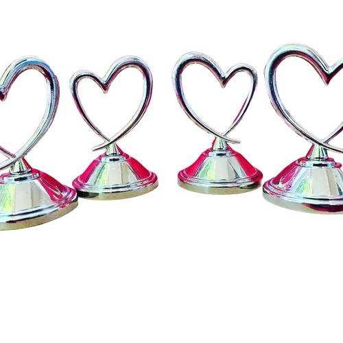 Set of 4 Silver Heart Placecard Holders