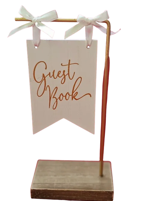White & Gold Standing Guestbook Sign