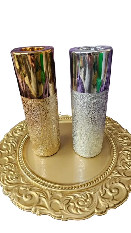 Set of Gold & Silver Tea Candle Columns