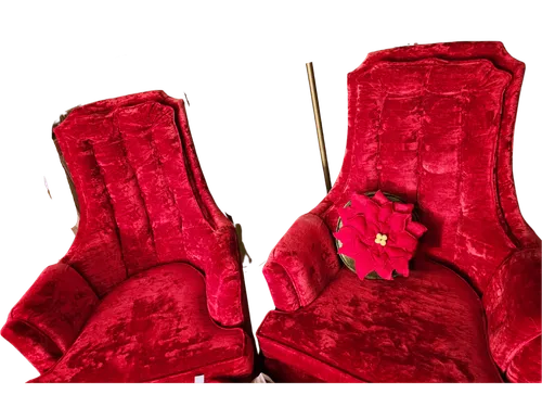 Set of 2 Vintage Red Velvet Arm Chairs