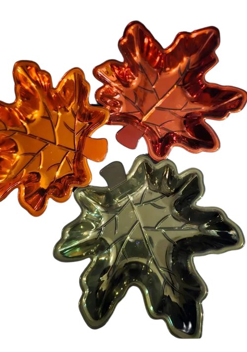 Set of 12 Red, Orange & Green Fall Leaf Trays