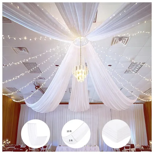 Set of 6 5x10' Ivory Ceiling Drapes