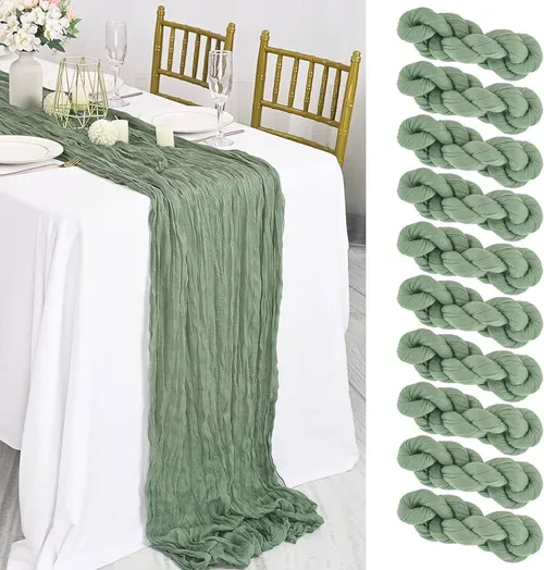 14' Sage Green Cheesecloth Runners