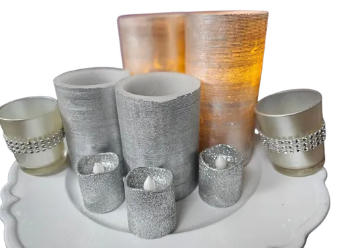 Silver Candle & Candle Holder Set of 8