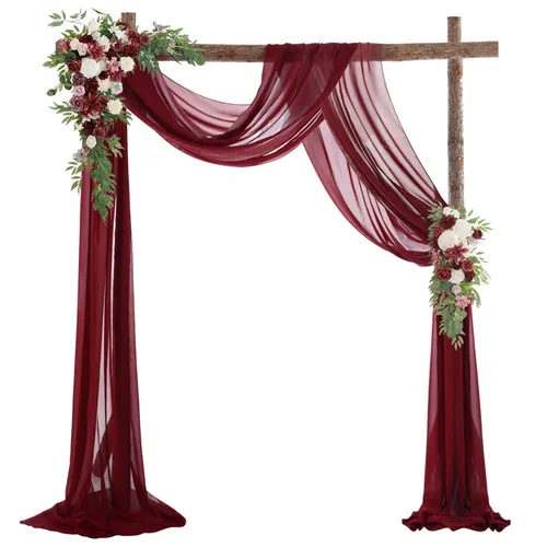 Burgundy Sheer Drapery Panels