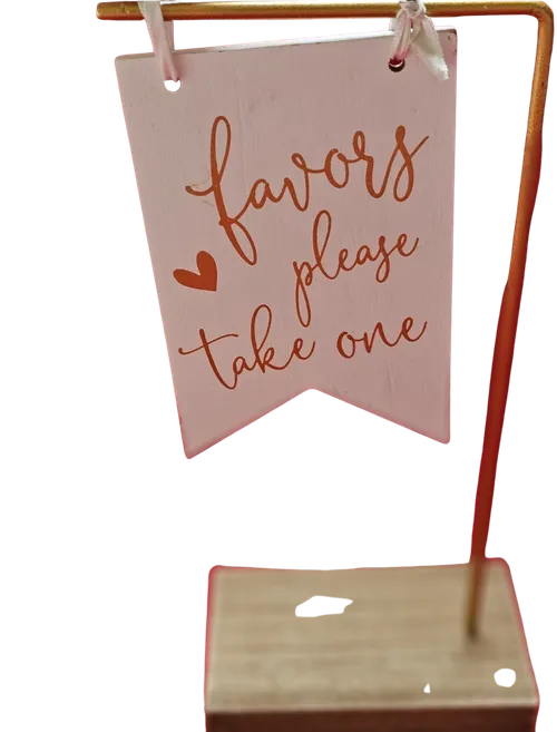 White & Gold Standing Favors Sign