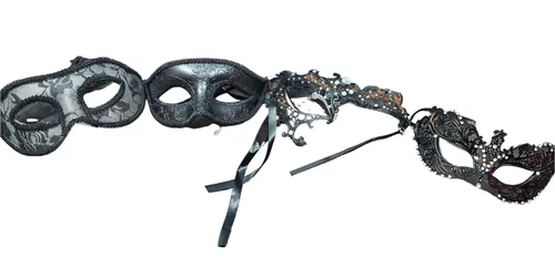 Set of 4 Black Masquerade Masks